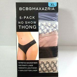 BCBGMaxazria Women's No Show Thongs 5-Pack Panty Underwear XL Multi Colors NEW